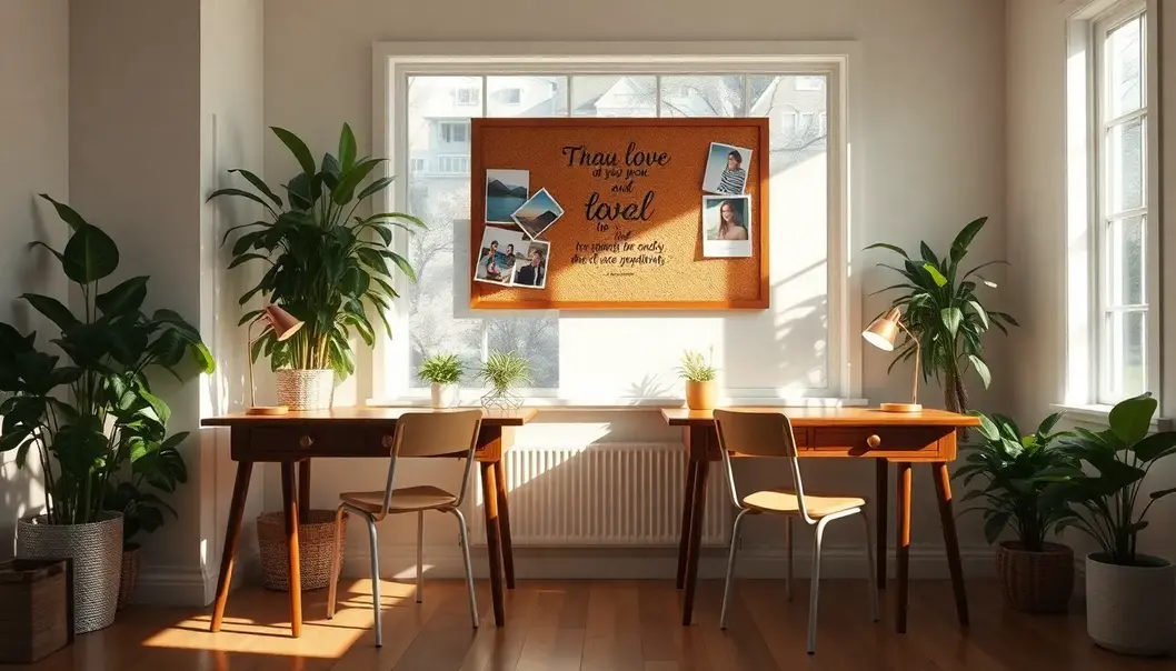 A harmonious workspace for newlyweds that balances productivity and intimacy.