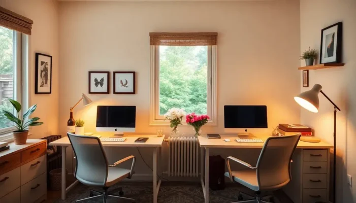 A cozy office setup with elements of love for a productive work-from-home experience.