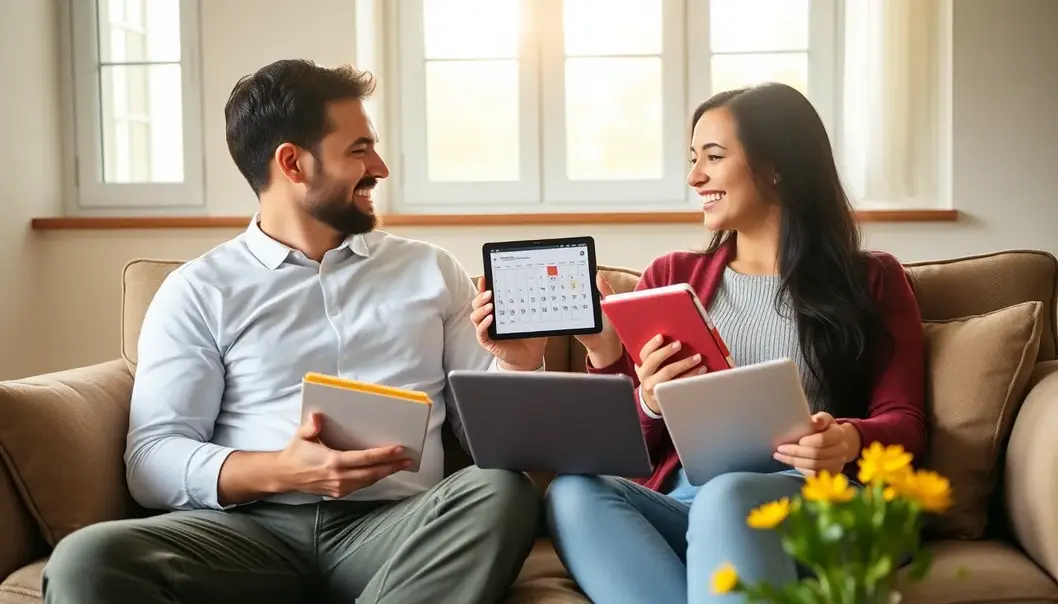 A harmonious workspace for newlyweds that balances productivity and intimacy.